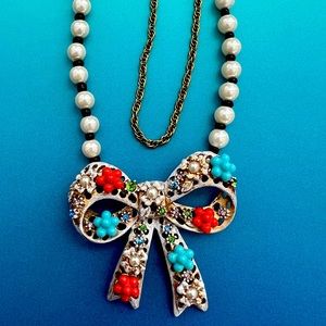 Betsy Johnson Flowers and Pearls Necklace
